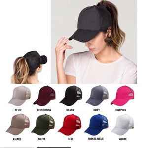 Pony tail ball caps